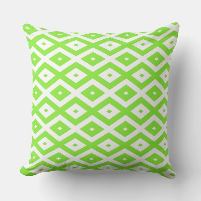 Lime green and white diamond pattern kissen (Vorderseite)