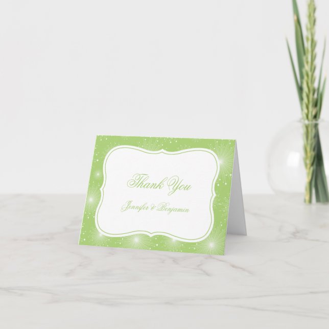 Lime Green and White Starbursts Thank You Dankeskarte (Vorderseite)
