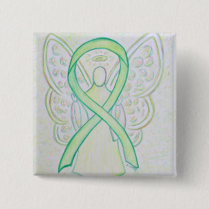 Lime Green Angel Awareness Ribbon Art Laptop Pin Button