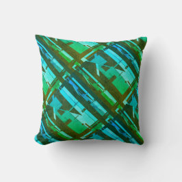 Lime Green Aqua Brown Diagonal Südwest Look Kissen