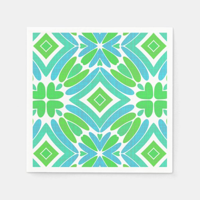 Lime Green Aqua Turquoise Retro Fantasy Pattern Serviette (Vorderseite)