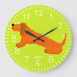 Lime Green Art Horloge : John Dyer Saucisse Chien