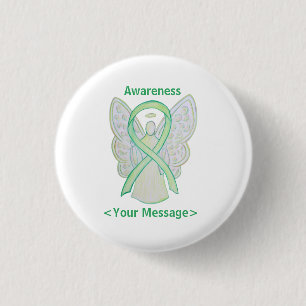 Lime Green Awareness Ribbon Angel Custom Button