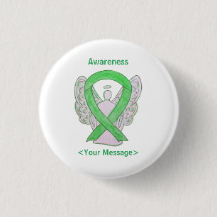 Lime Green Awareness Ribbon Angel Custom Button