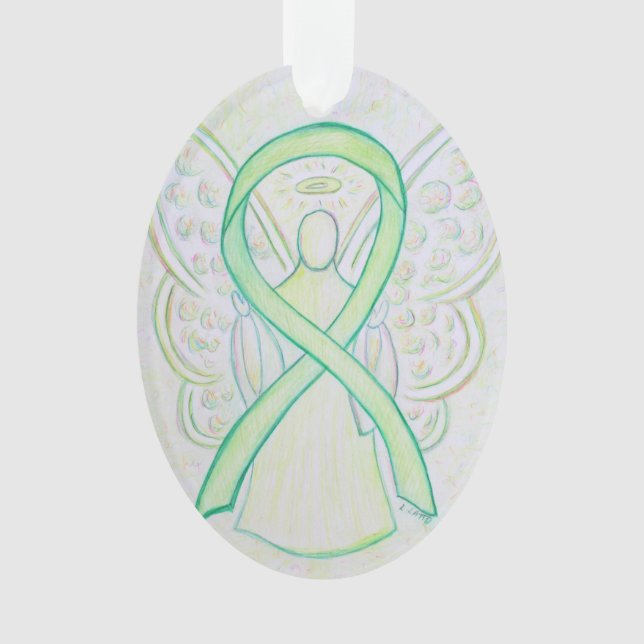 Lime Green Awareness Ribbon Angel Ornement Pendent (devant)