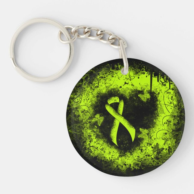 Lime Green Awareness Ribbon Grunge Heart (Devant)