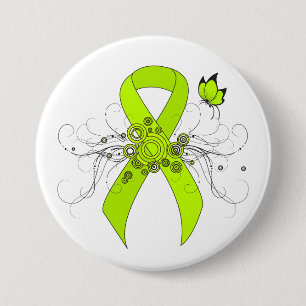 Lime Green Awareness Ribbon mit Butterfly Button