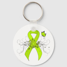Lime Green Awareness Ribbon mit Butterfly Schlüsselanhänger