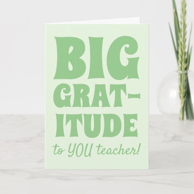 Lime Green Big Dankbarkeit Beste Lehrerin je Viele Dankeskarte (Vorderseite)