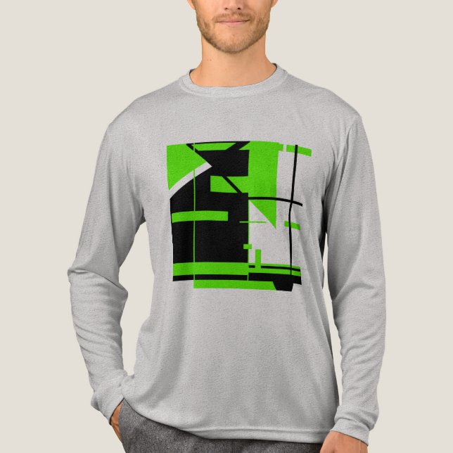 Lime Green Black Abstrakt Large Shapes Design Tri-Blend Shirt (Vorderseite)