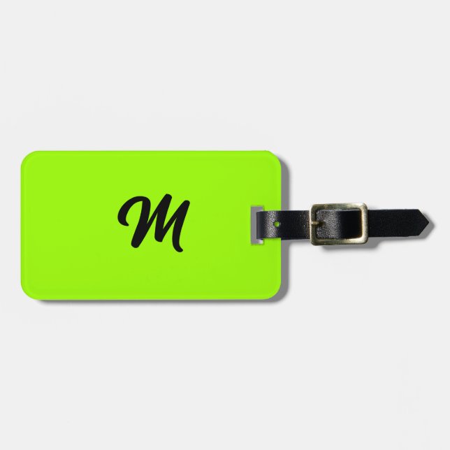 Lime Green Black farbenfrohe Monogram Name Gift Ge Gepäckanhänger (Vorderseite horizontal)
