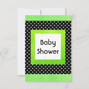 Lime Green & Black Polka Dot Baby Dusche lädt ein Einladung