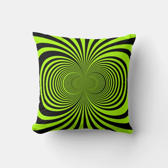Lime Green & Black Retro Design Kissen (Vorderseite)