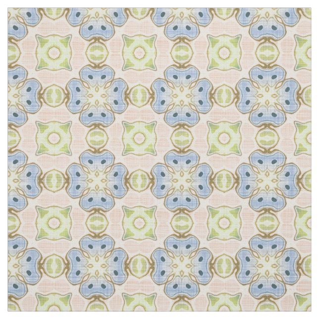 Lime Green Blue Coral Red Angesagt Verziert Art Mo Stoff (Muster)