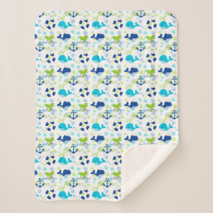 Lime Green Blue Nautical Kids Pattern Sherpadecke