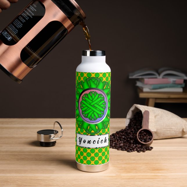 Lime Green Blume Ribbon von Kenneth Yoncich Trinkflasche (Kaffee)
