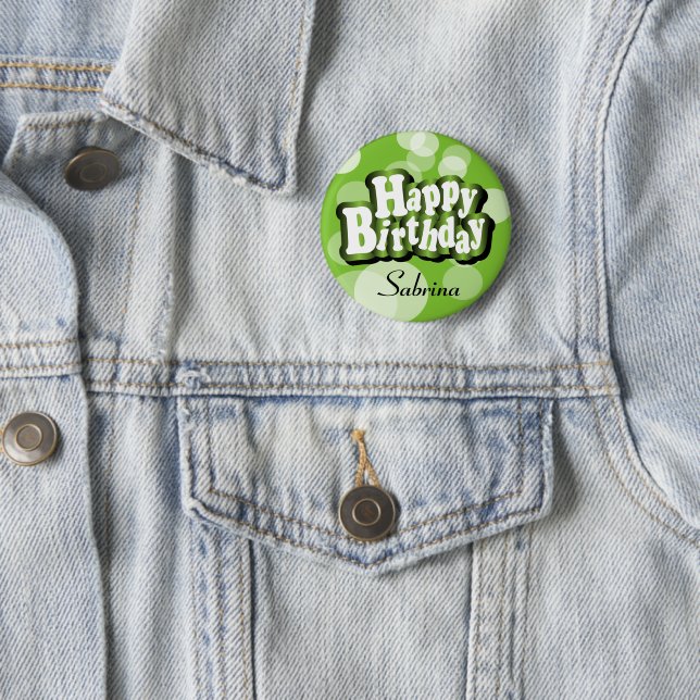 Lime Green Bokeh Birthday Design Button (Beispiel)