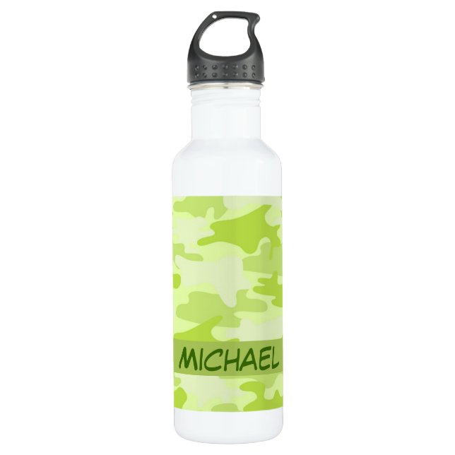 Lime Green Camouflage Camouflage Custom Edelstahlflasche (Vorderseite)
