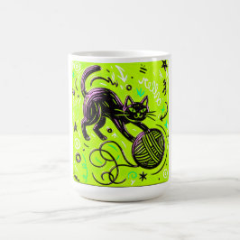 Lime Green Cat Yarn Kaffeetasse