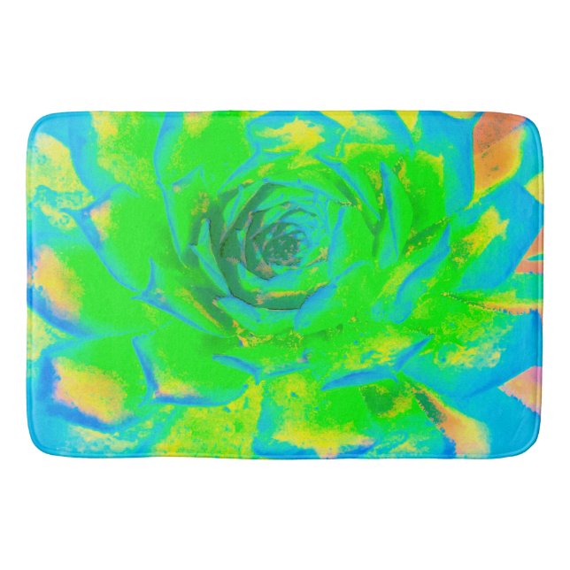 Lime Green Chartreuse Succulent Sedum Rosette Badematte (Vorderseite)