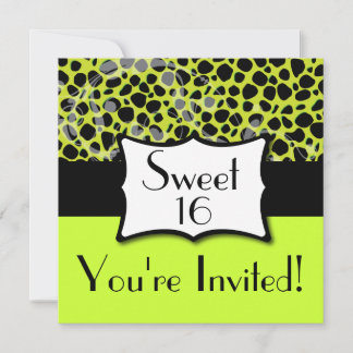 Lime Green Cheetah Sweet 16 Geburtstag Einladung