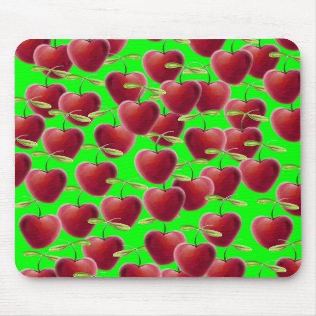 Lime Green Cherry Splash Mousepad (Vorne)
