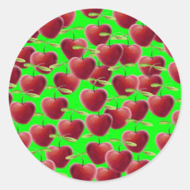 Lime Green Cherry Splash Runder Aufkleber