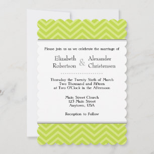 Lime Green Chevron Faire-part de mariage
