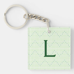 Lime, Green Chevron Motif Dots Monogram Porte - cl