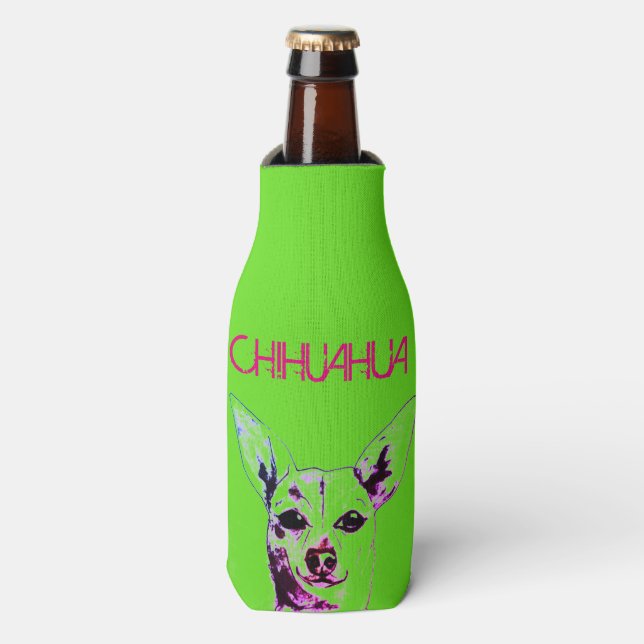 Lime Green Chihuahua Glacière à thème bouteille (Bottle Devant)