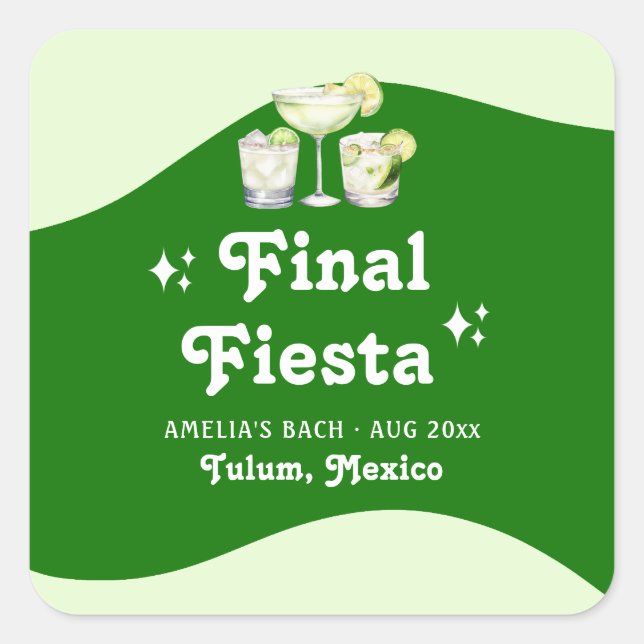 Lime Green Citrus Final Fiesta Bachelorette Quadratischer Aufkleber (Vorderseite)