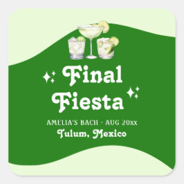 Lime Green Citrus Final Fiesta Bachelorette Quadratischer Aufkleber