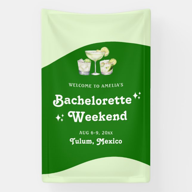 Lime Green Citrus Tequila & Tulum Bachelorette Banner (Vertikal)