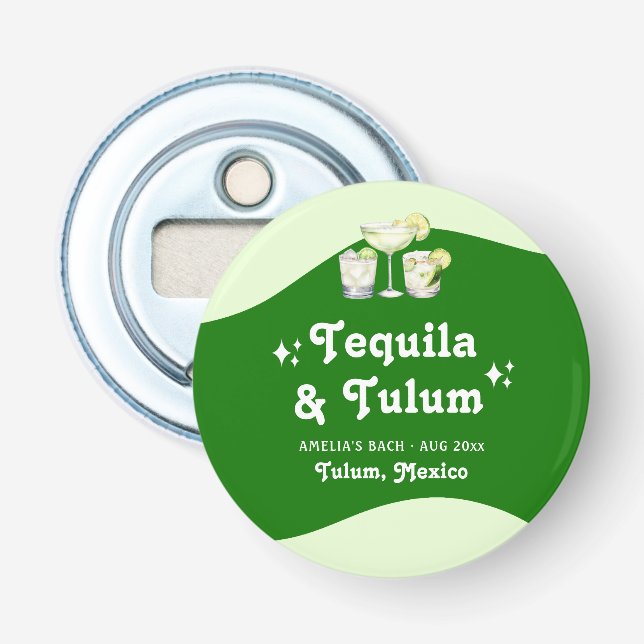 Lime Green Citrus Tequila & Tulum Bachelorette Flaschenöffner (Vorderseite)