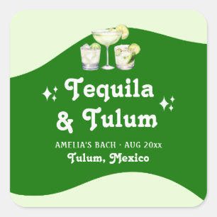 Lime Green Citrus Tequila & Tulum Bachelorette Quadratischer Aufkleber
