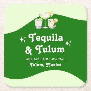 Lime Green Citrus Tequila & Tulum Bachelorette Rechteckiger Pappuntersetzer