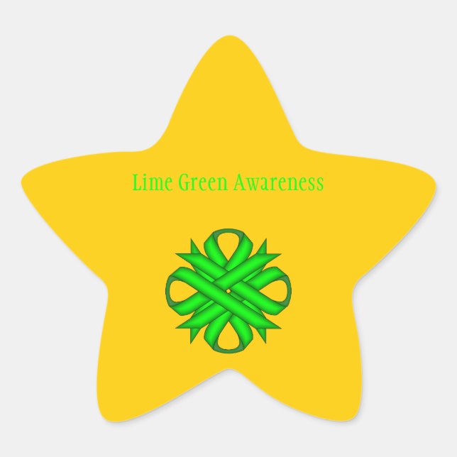 Lime Green Clover Ribbon von Kenneth Yoncich Stern-Aufkleber (Vorderseite)