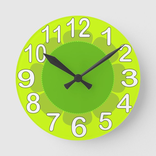 Lime Green Country Küche Runde Wanduhr (Vorderseite)