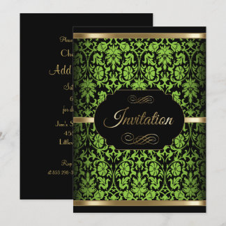 Lime Green Damask Party Celebration| DIREKT Einladung