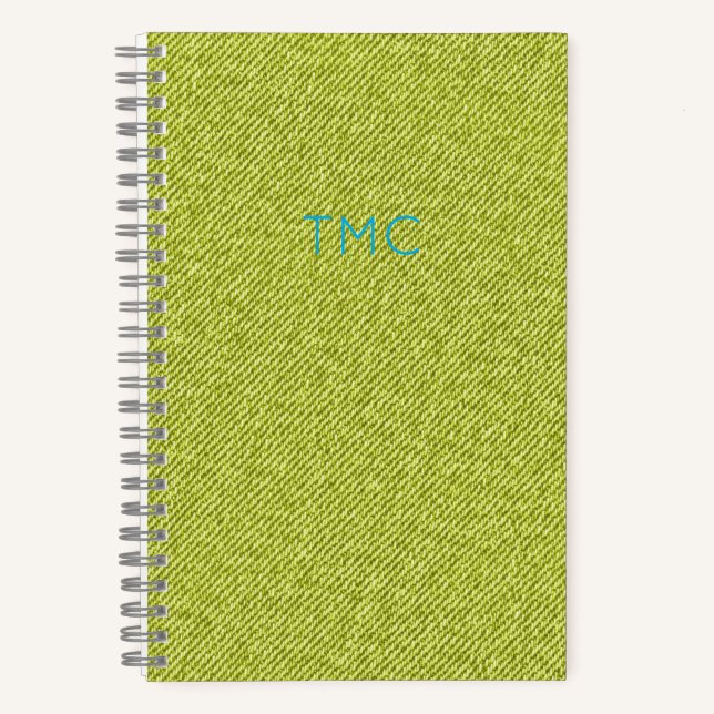 Lime Green Denim Blue Monogram INITIALS Cool Notizbuch (Vorderseite)
