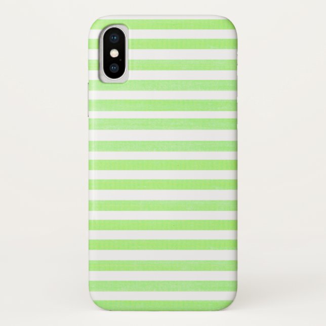 Lime Green et White Stripe Apple iPhone X Coque (Dos)
