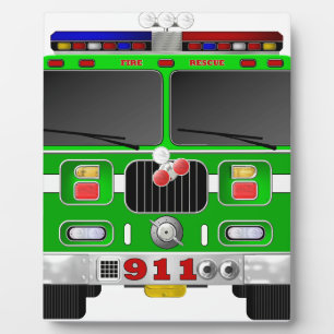 Lime Green Fire Truck Fotoplatte