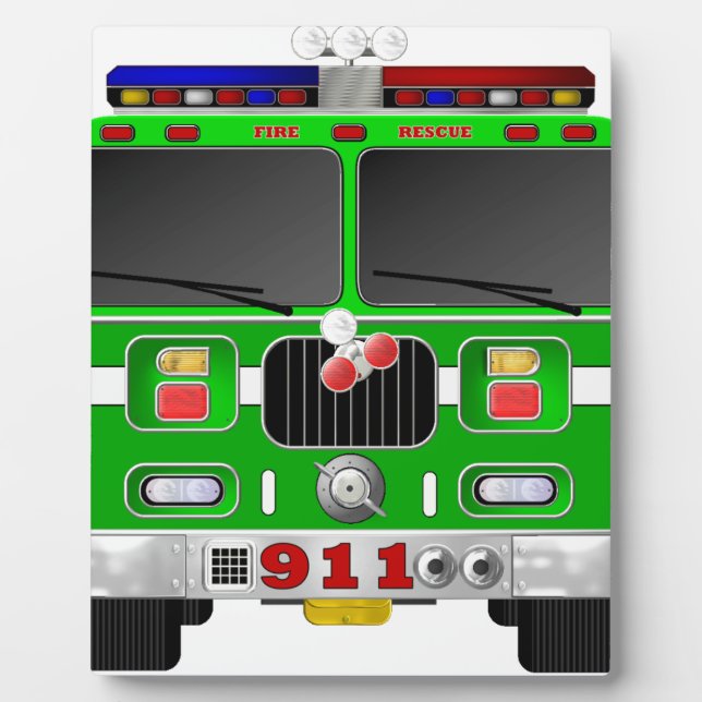 Lime Green Fire Truck Fotoplatte (Vorderseite)
