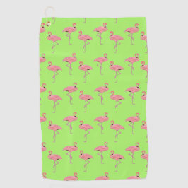 Lime Green Flamingos Muster Golfhandtuch