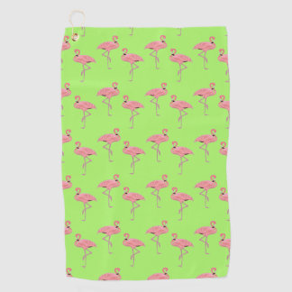 Lime Green Flamingos Muster Golfhandtuch