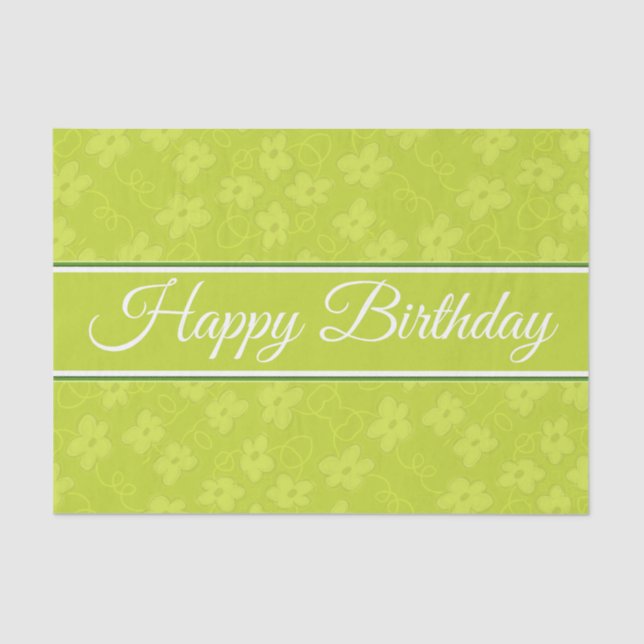 Lime Green Flower Geburtstag Seidenpapier (Vorderseite)