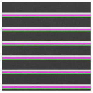 Lime Green, Fuchsia, Lavendel und Black Lines Stoff