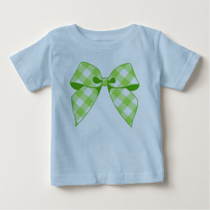 Lime Green Gingham Bow Key Limon Kleinkind Ruffle  Baby T-shirt