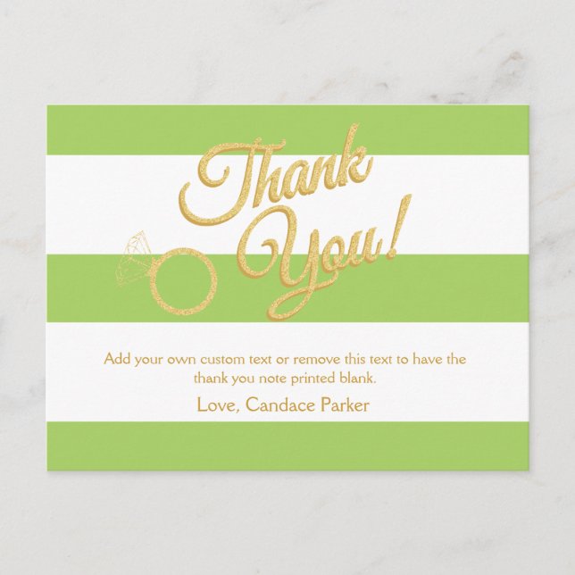 Lime Green, Glitzer und Streifen Vielen Dank Postkarte (Vorderseite)