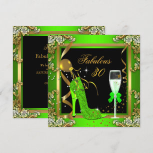 Lime Green Gold fabulous 30 Geburtstagsparty Einladung